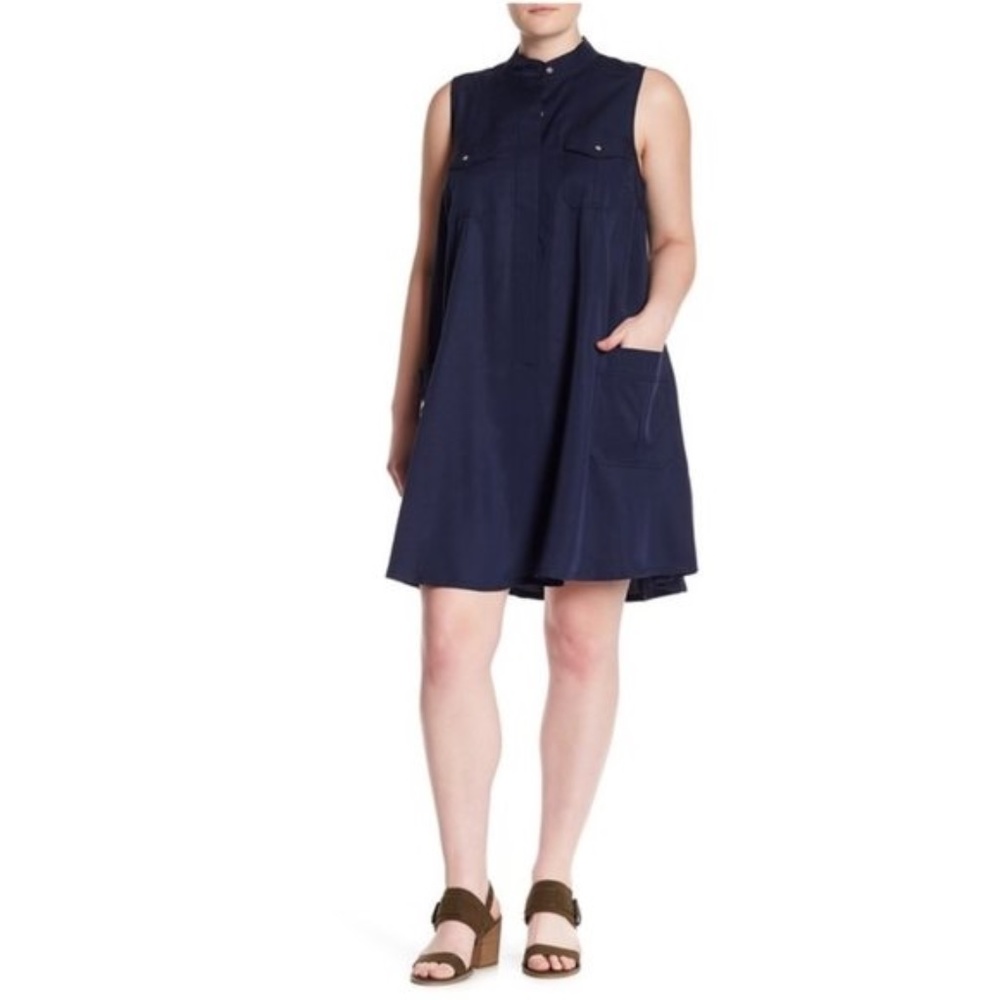 Sharagano Utility Pocket Swing Dress (Plus Size)